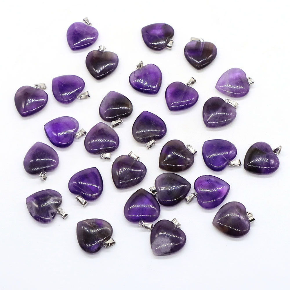 10PC/Set Natural Healing Gemstone Necklace Women Charm Jewelry 16mm