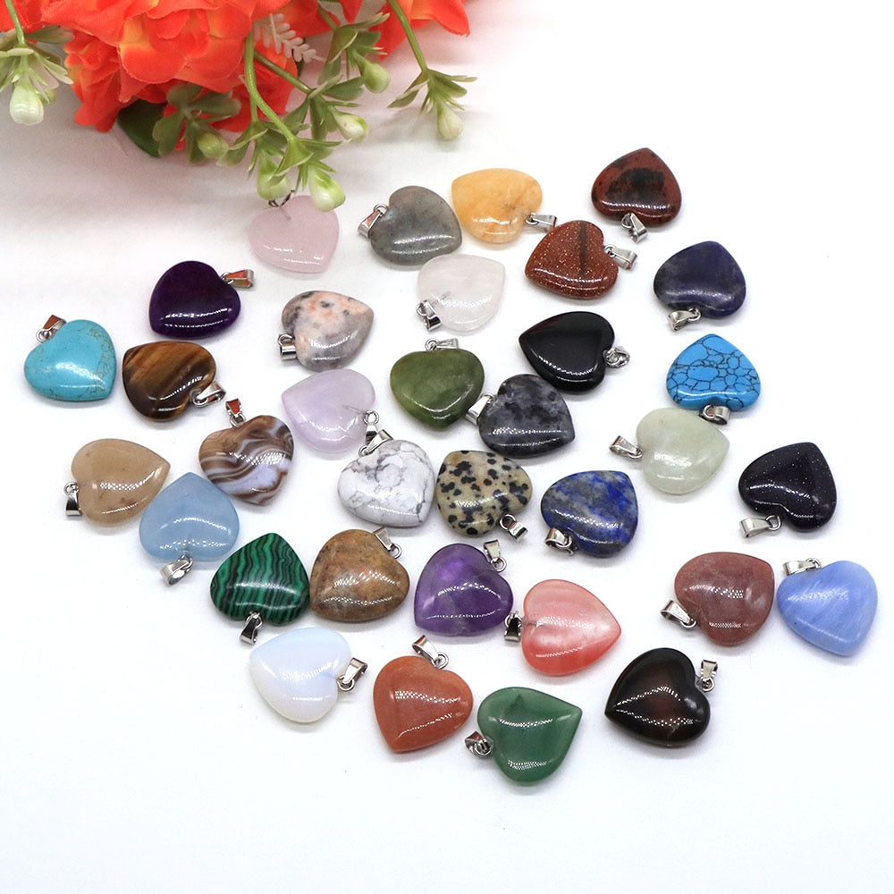 10PC/Set Natural Healing Gemstone Necklace Women Charm Jewelry 16mm