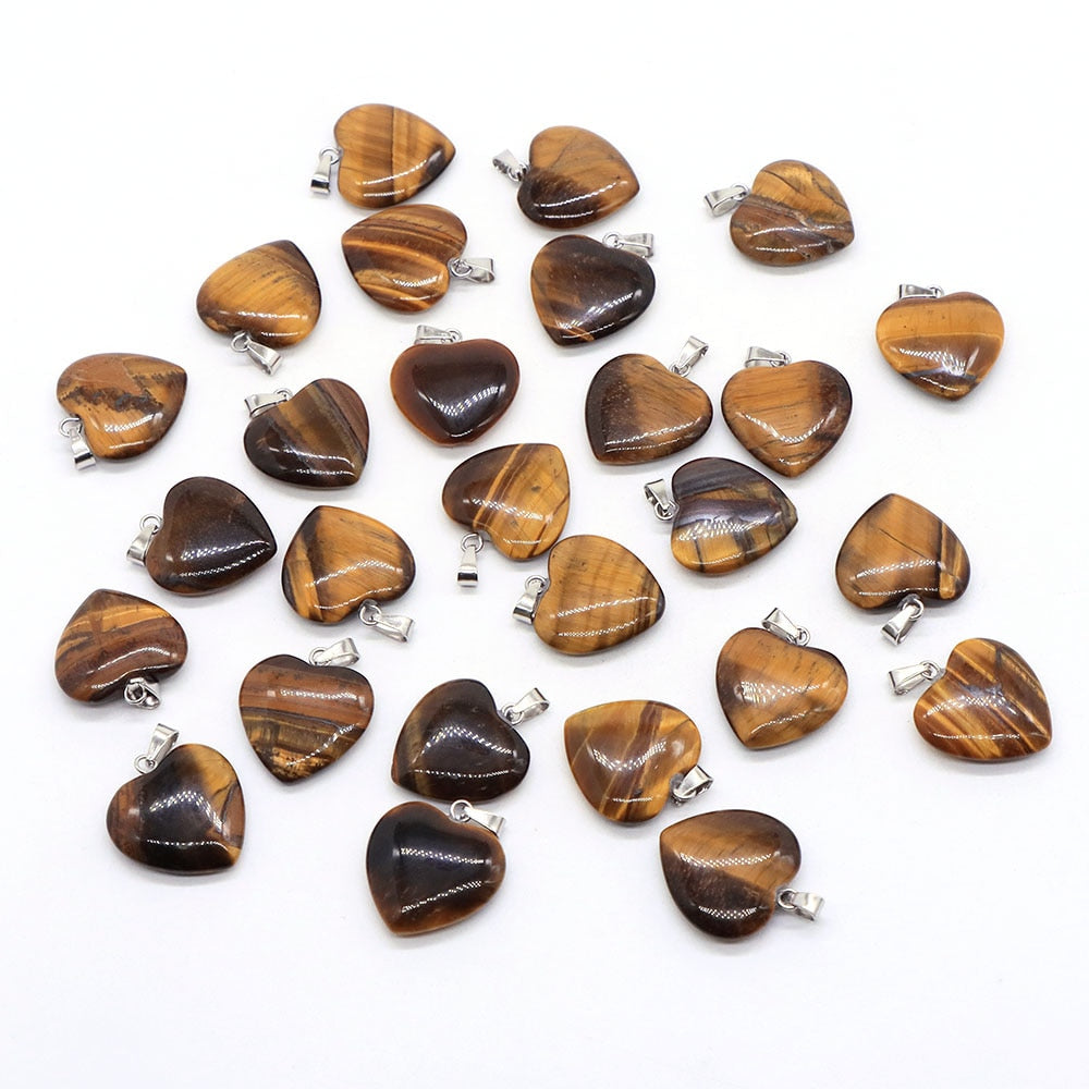 10PC/Set Natural Healing Gemstone Necklace Women Charm Jewelry 16mm